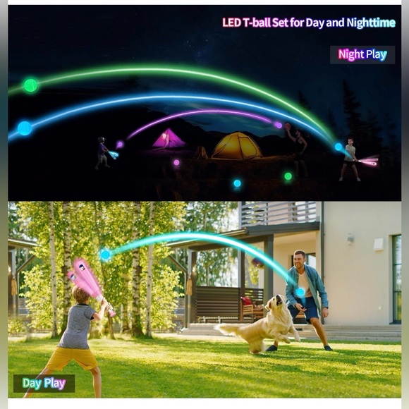 LED Light Up Tee Ball Set for Toddlers Rechargeable PINK Brand New - Picture 2 of 11